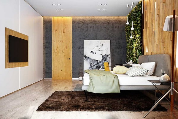 quarto de casal com cores neutras