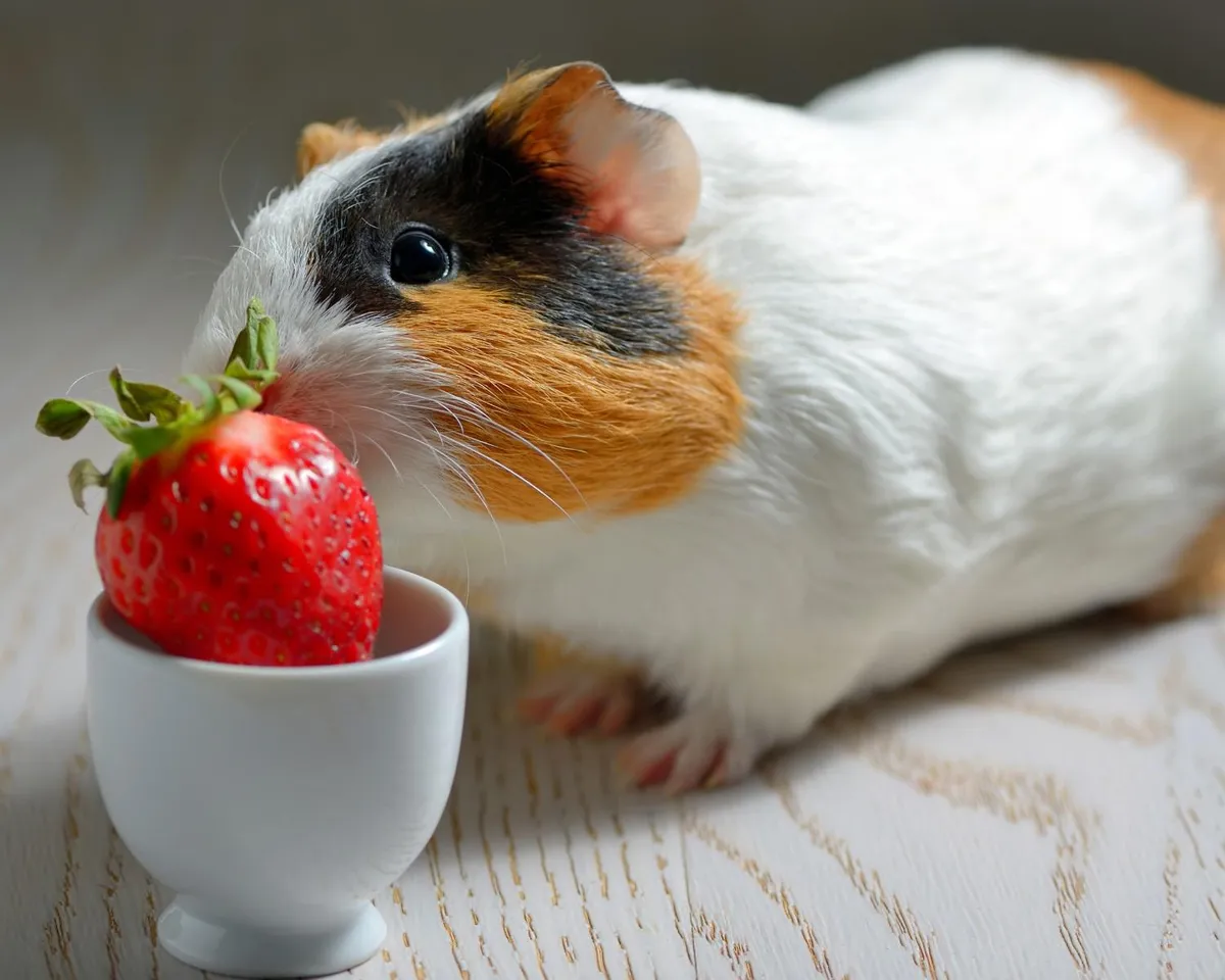 porquinho-da-índia comendo morango
